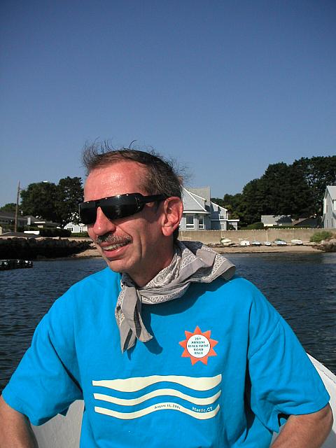 Paul rowing to shore