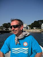 Paul rowing to shore
