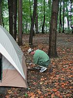 Setting up the tent